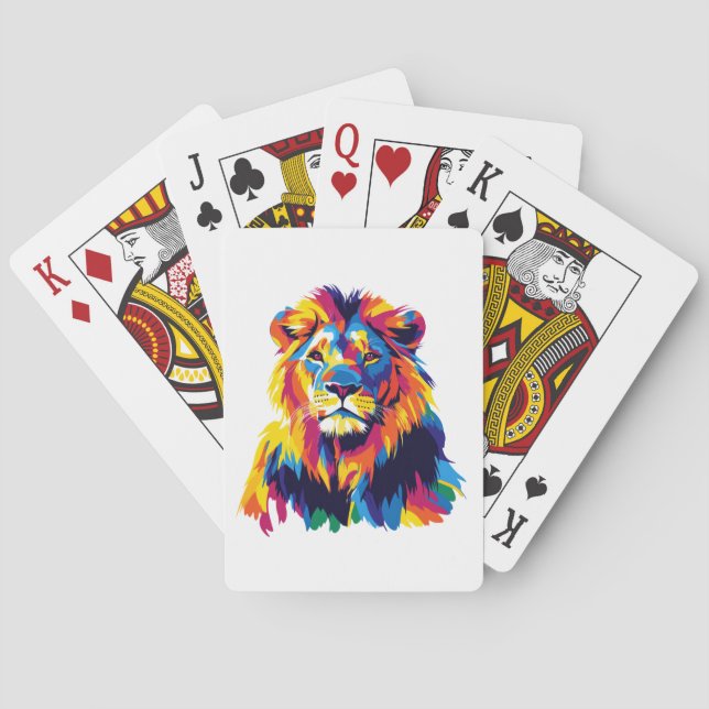 Lion Portrait Illustration Aquarellmalerei Spielkarten (Rückseite)