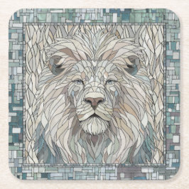 Lion Portrait Mosaik Art Rechteckiger Pappuntersetzer