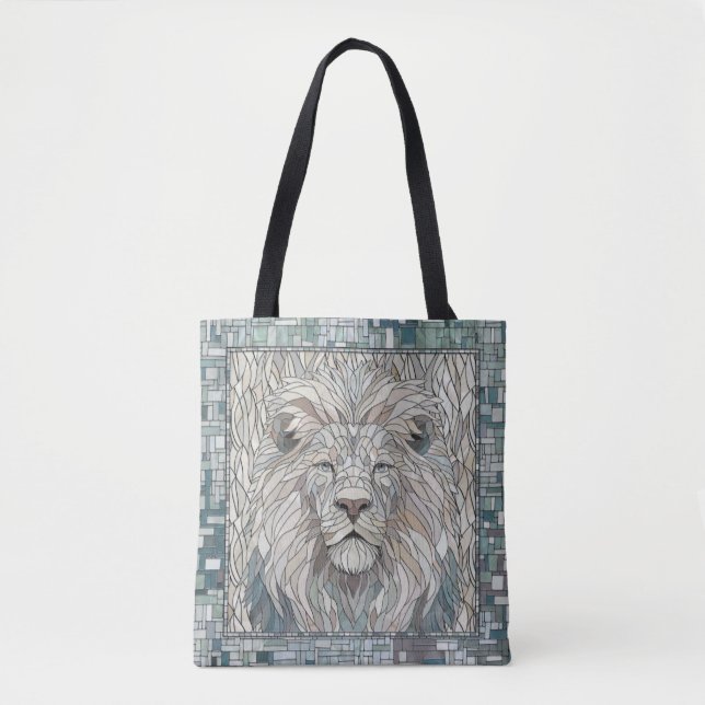 Lion Portrait Mosaik Art Tasche (Vorderseite)
