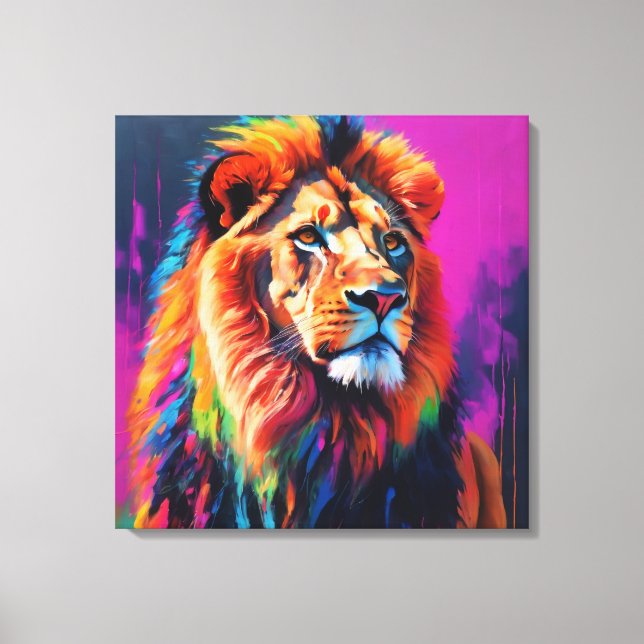 Lion Portrait Painting Art Leinwanddruck (Vorderseite)