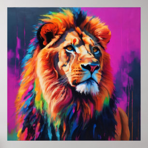 Lion Portrait Painting Art Poster