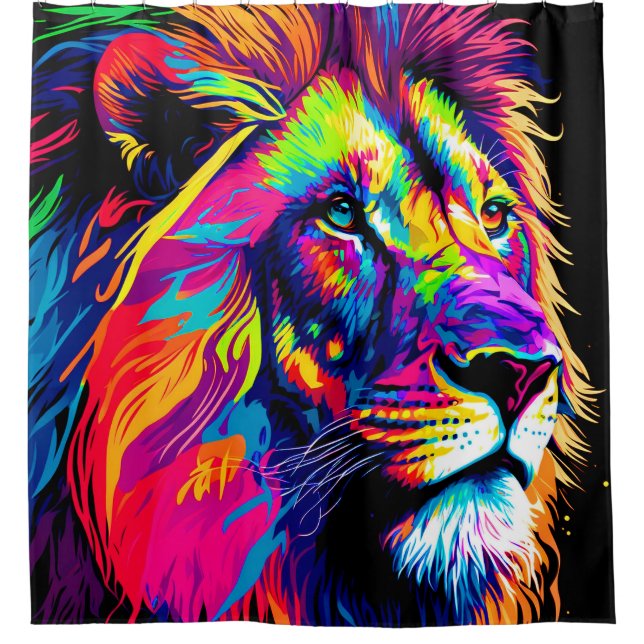 Lion Portrait Painting Duschvorhang (Vorderseite)