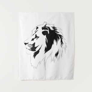 Lion Portrait (schwarz) Wandteppich