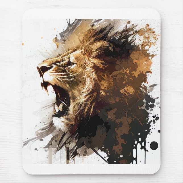 Lion Portrait Tiermalerei Mousepad (Vorne)