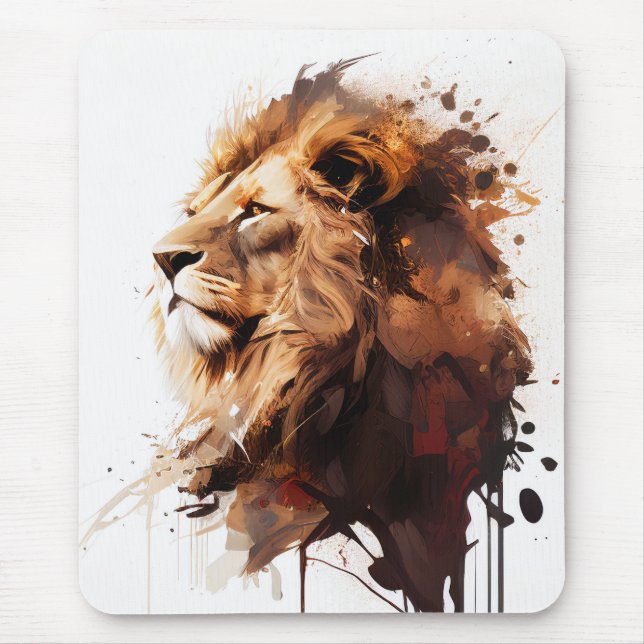 Lion Portrait Tiermalerei Mousepad (Vorne)