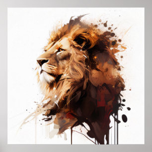 Lion Portrait Tiermalerei Poster
