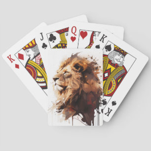 Lion Portrait Tiermalerei Spielkarten
