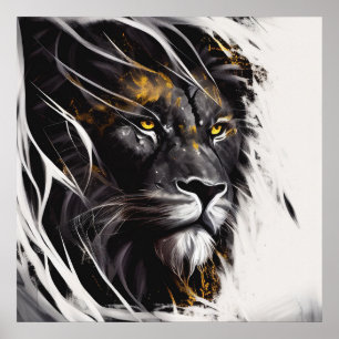 Lion Portrait Tiermalerei Wildlife Adventure Poster