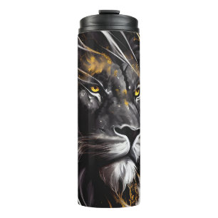 Lion Portrait Tiermalerei Wildlife Adventure Thermosbecher