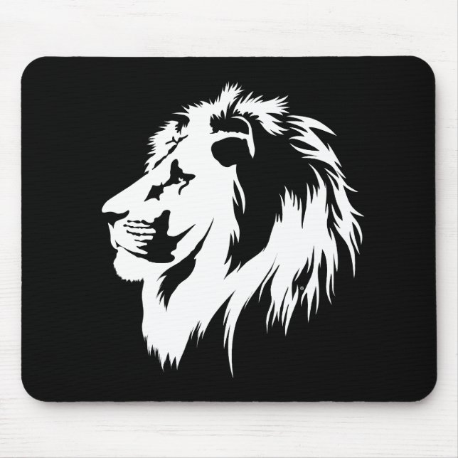 Lion Portrait (weiß) Mousepad (Vorne)
