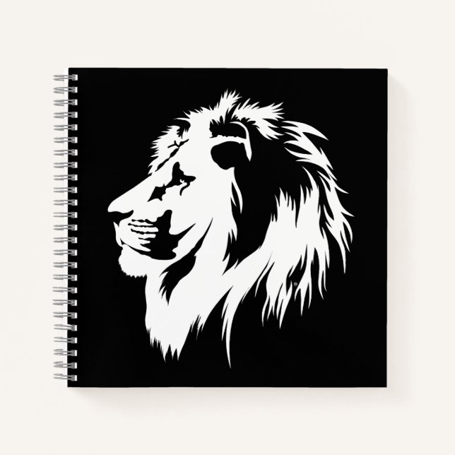 Lion Portrait (weiß) Notizbuch (Vorderseite)