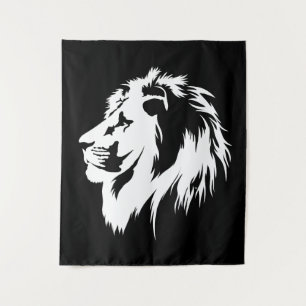 Lion Portrait (weiß) Wandteppich