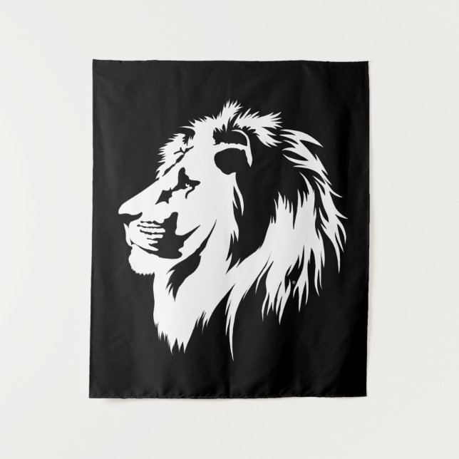 Lion Portrait (weiß) Wandteppich (Vorderseite)