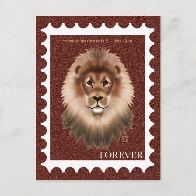 Lion Postage Stamp Postcards Feiertagspostkarte (Vorderseite)