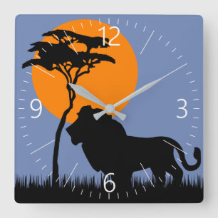 Lion Quadratische Wanduhr