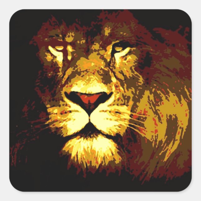 Lion Quadratischer Aufkleber (Vorderseite)