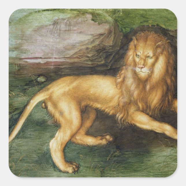 Lion Quadratischer Aufkleber (Vorderseite)