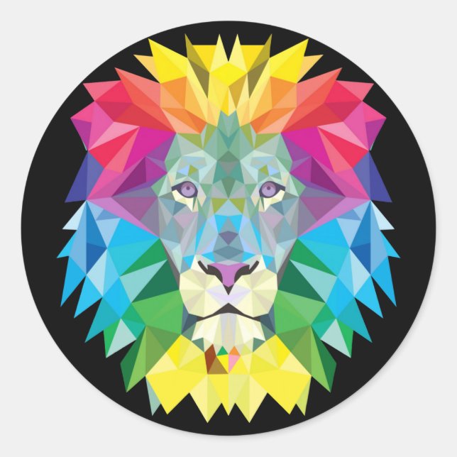 Lion Rainbow Runder Aufkleber (Vorderseite)
