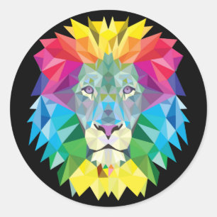 Lion Rainbow Runder Aufkleber