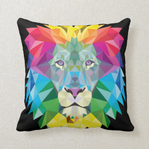 Lion Rainbow Solid Black Back Kissen