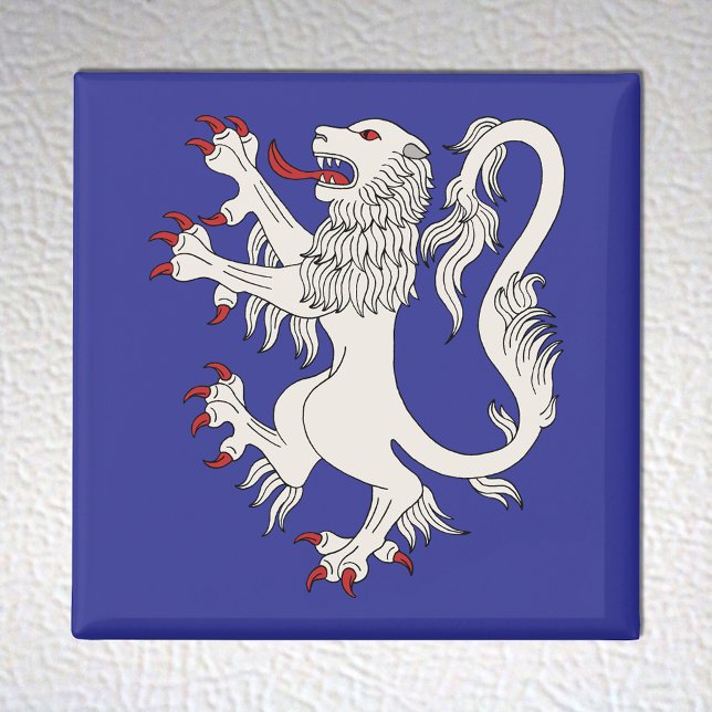Lion Rampant Argent Magnet (Lion Rampant Argent Magnet on White Fridge)