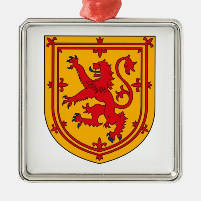 Lion Rampant auf Gold Silbernes Ornament (Vorne)
