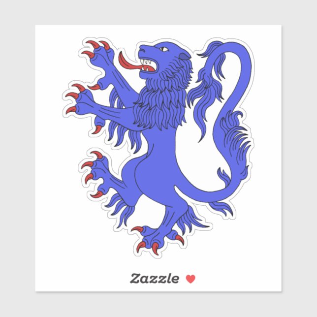 Lion Rampant Azure Aufkleber (Blatt)