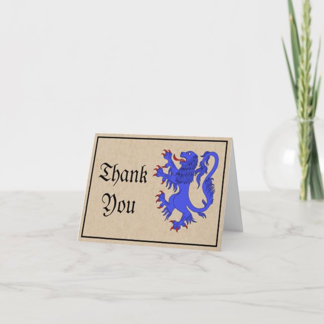 Lion Rampant Azure Carte de remerciements (Devant)