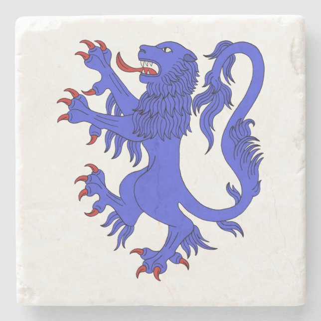 Lion Rampant Azure Steinuntersetzer (Vorderseite)