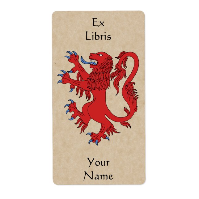 Lion Rampant Gules Buchzeichen (Vorne)
