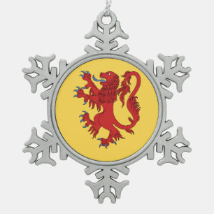 Lion Rampant Gules Schneeflocken Zinn-Ornament