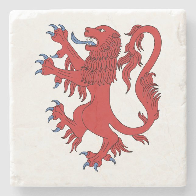 Lion Rampant Gules Steinuntersetzer (Vorderseite)