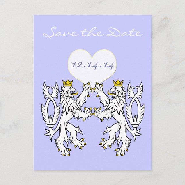 Lion Rampant Renaissance Wedding Ankündigungspostkarte (Vorderseite)