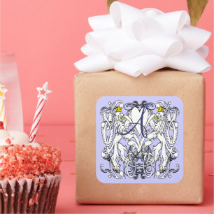 Lion Rampant Renaissance Wedding Quadratischer Aufkleber