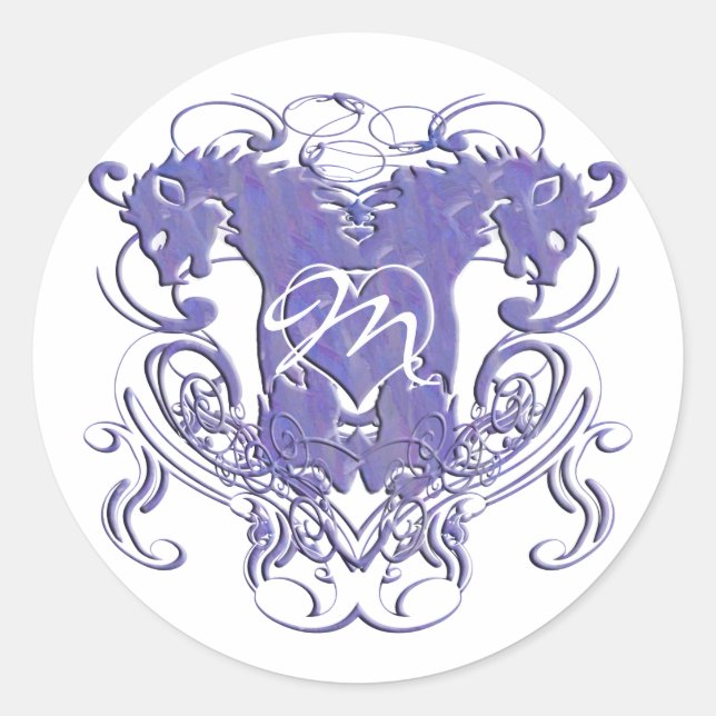 Lion Rampant Renaissance Wedding Runder Aufkleber (Vorderseite)