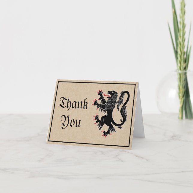Lion Rampant Sable Danke-Card Dankeskarte (Vorderseite)