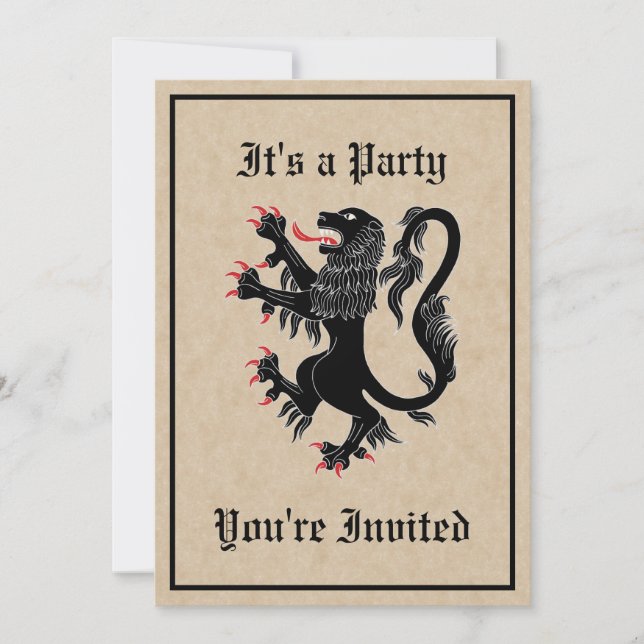 Lion Rampant Sable Einladung (Vorderseite)