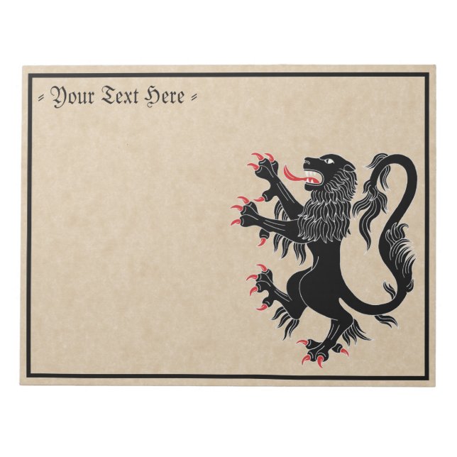 Lion Rampant Sable Notizblock (Vorderseite)