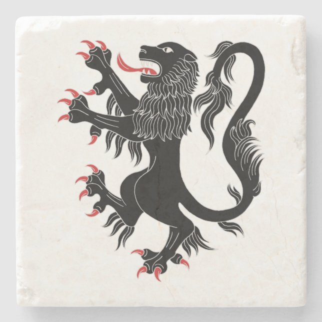 Lion Rampant Sable Steinuntersetzer (Vorderseite)
