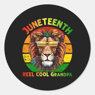 Lion Reel Cool Grandpa Juneteenth American Black H Runder Aufkleber