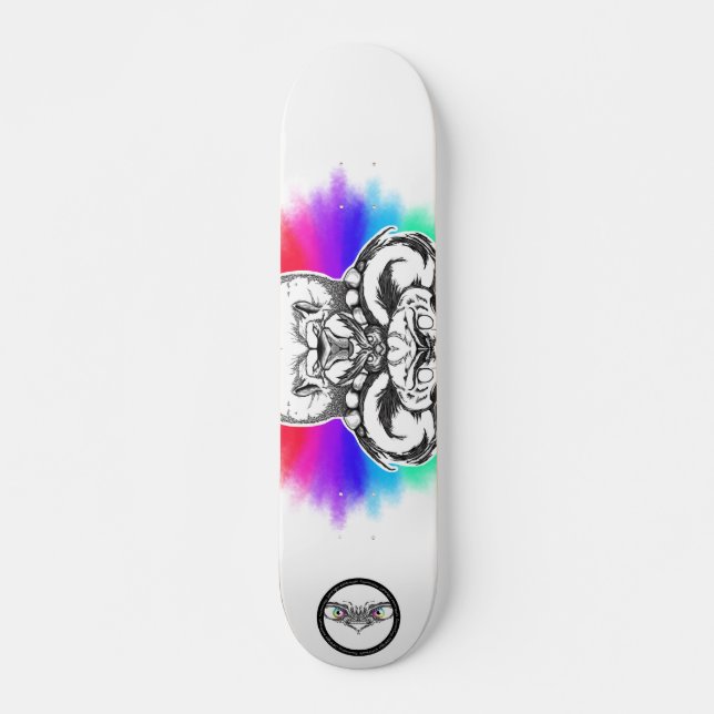 Lion Regenbogen Schwarz-Weiß-Linien Kunsttier Skateboard (Vorne)