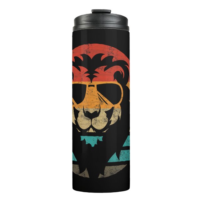 Lion Retro Style Vintag Thermosbecher (Vorderseite)