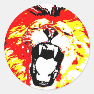Lion Roaring Runder Aufkleber