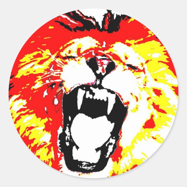 Lion Roaring Runder Aufkleber (Vorderseite)