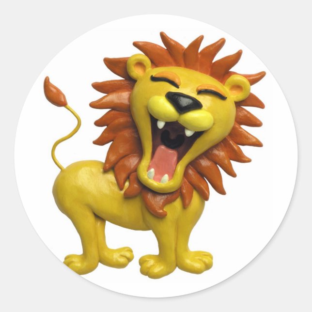 Lion Roaring Runder Aufkleber (Vorderseite)