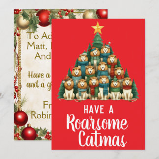 Lion Roarsome Catmas Christmas Tree Feiertagskarte