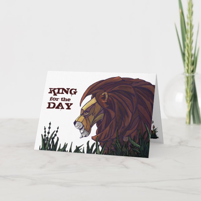 Lion, roi de la carte de voeux du jour (Devant)