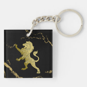 Lion royal d'or sur marbre noir et or