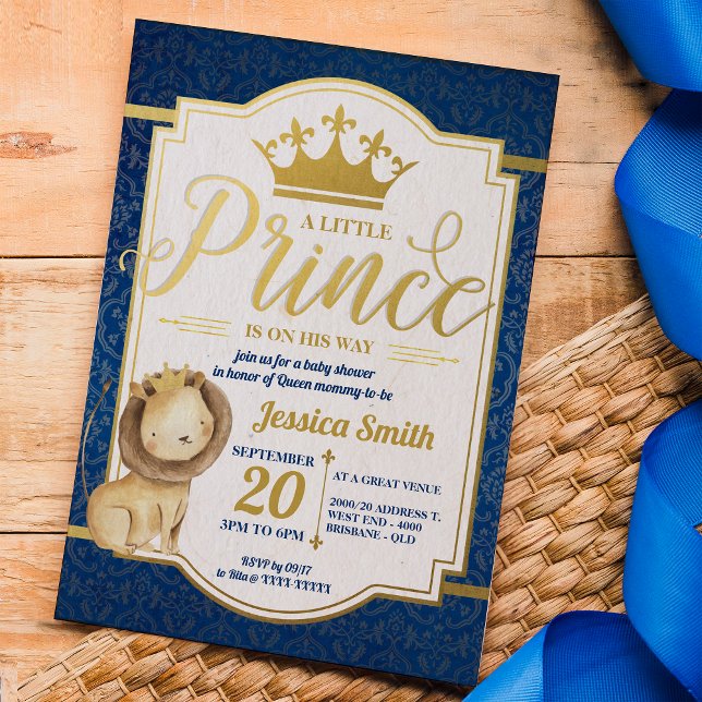 Lion Royal Prince Baby Dusche Einladung (Give yourself the full royal treatment to celebrate the arrival of your little lion prince. )