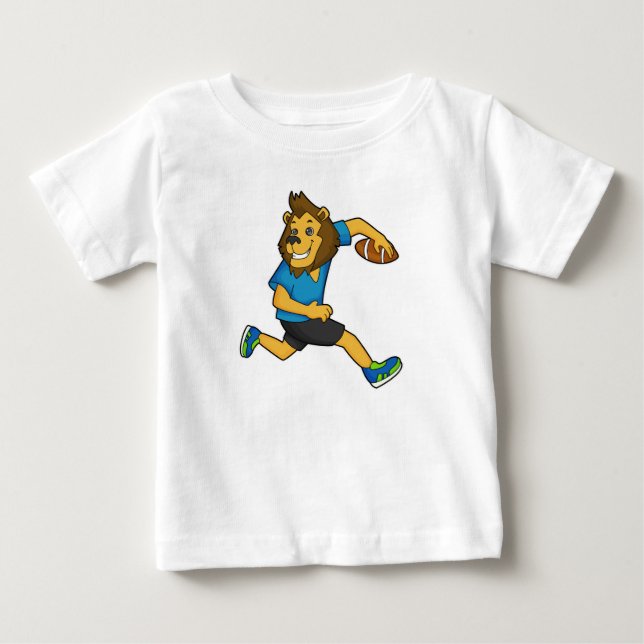 Lion Rugby Player Football Baby T-shirt (Vorderseite)